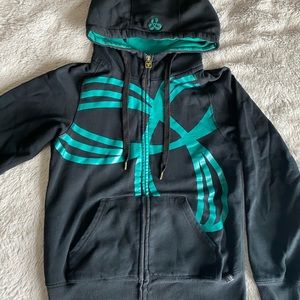 Black TNA sweater - Teal Logo - Size Small